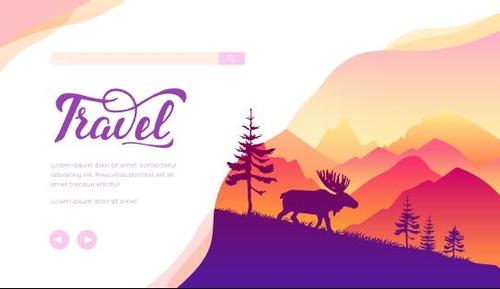Elk and nature silhouette illustration vector
