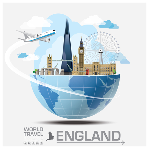 England famous tourist attractions concept vector