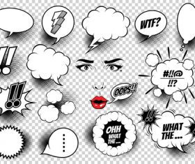 Face and white comic bubbles vector