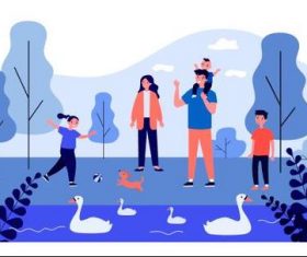 Family outing cartoon illustration vector