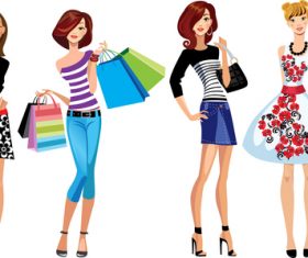 Fashion style shopping girl vector