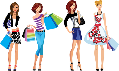 Fashion style shopping girl vector