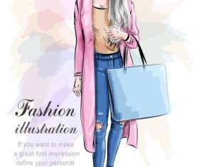 Fashion watercolor illustration vector