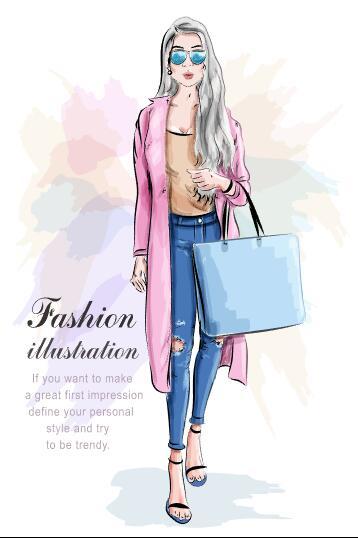 Fashion watercolor illustration vector