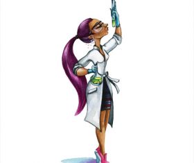 Female biologist watercolor illustrations vector