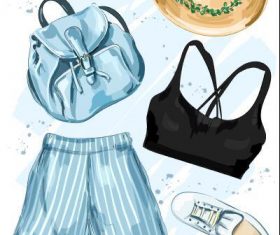 Female popular collocation watercolor illustration vector