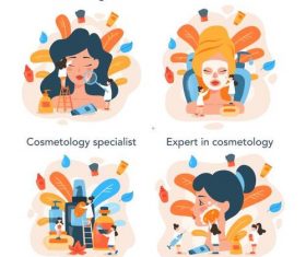 Female skin care cartoon illustration vector
