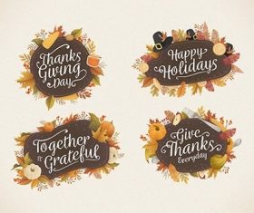 Flat design thanksgiving badge collection