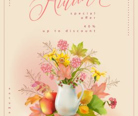 Floral thank you card vector design