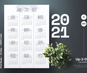Flossy calendar 2021 vector