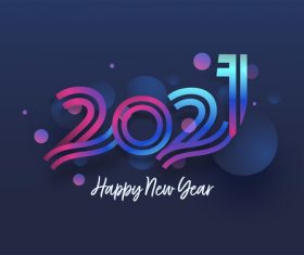 Flowing 2021 new year color text design vector