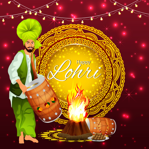 Flyer Happy Lohri Indian festival vector