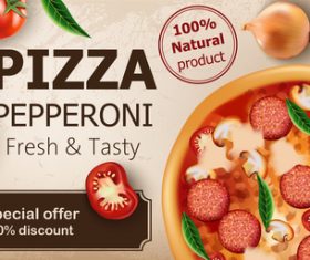 Fresh tasty vegetarian pizza vector