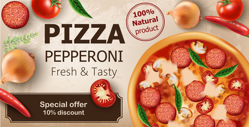 Fresh tasty vegetarian pizza vector