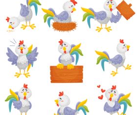 Funny chicken cartoon vector