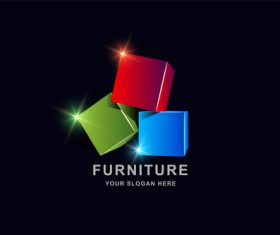 Furniture 3d square pattern design vector