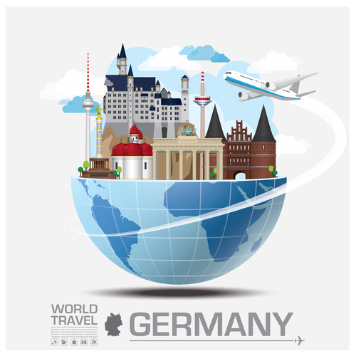 Germany famous tourist attractions concept vector