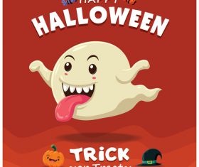 Ghost halloween poster design vector