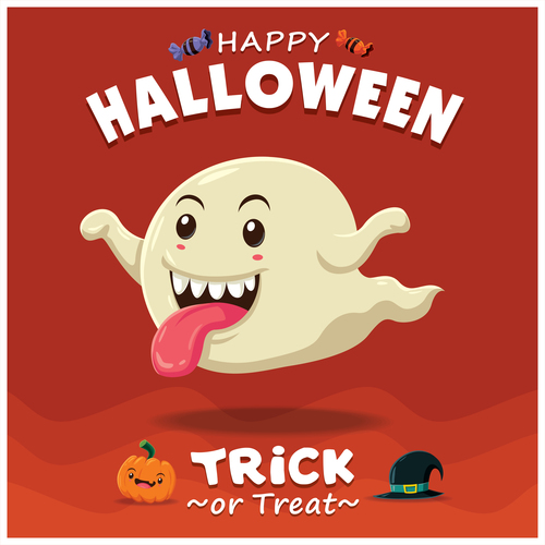 Ghost halloween poster design vector