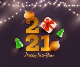 Gift decoration 2021 colorful text design vector