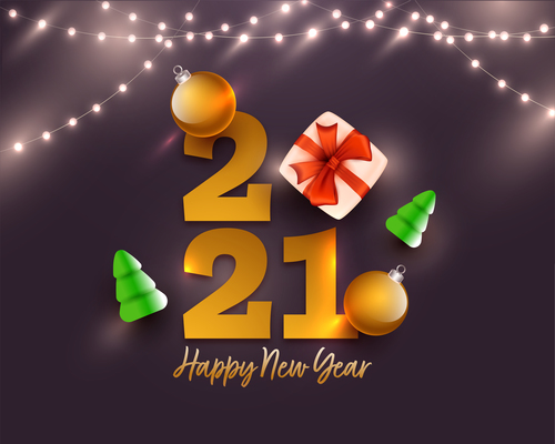 Gift decoration 2021 colorful text design vector