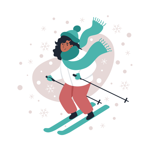 Girl skiing illustration vector