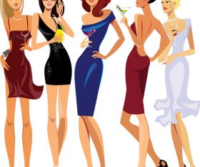 Glamorous lady cocktail party vector