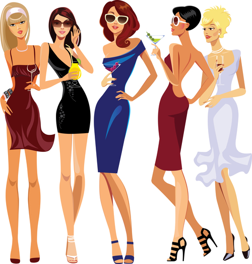 Glamorous lady cocktail party vector