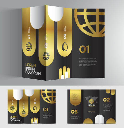 Gold black 3d brochure vector