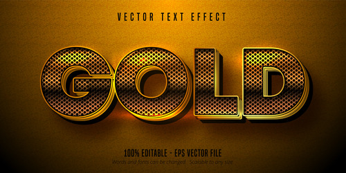 Gold yellow editable font effect vector