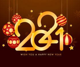 Golden text New Year 2021 colorful design vector