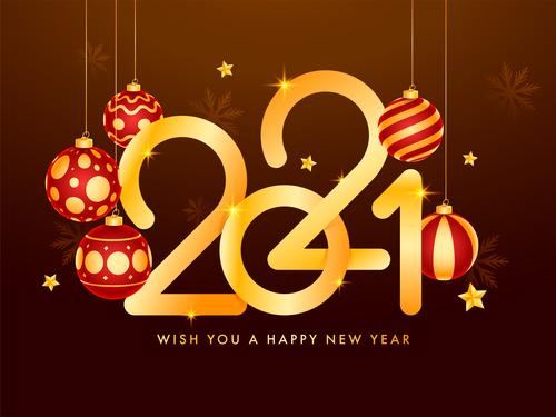 Golden text New Year 2021 colorful design vector