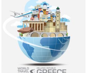 Greece famous tourist attractions concept vector