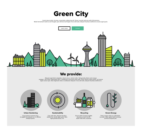 Green city flat graphic concept vector