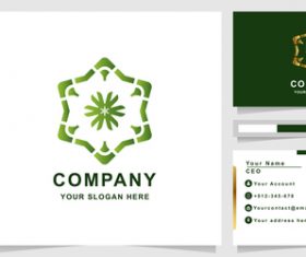 Green floral cover company logo design vector