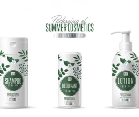 Green plant essence cosmetics and packing vector