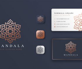 Grey mandala logo company business card vector