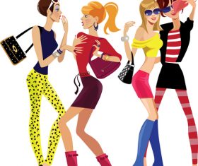 Group girls girlfriends vector
