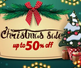 Half price promotion xmas supplies flyer vector