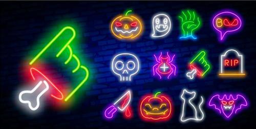 Halloween element neon icon vector