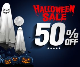 Halloween half price sale flyer vector