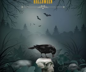 Halloween night scene with skull