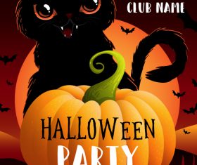Halloween party poster or flyer with black cat