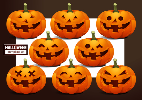 Halloween pumpkin set vector