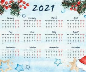 Hand drawn 2021 calendar vector