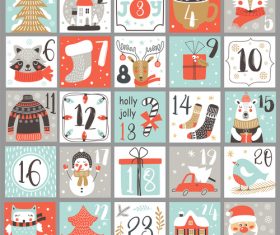 Hand drawn Christmas calendar vector
