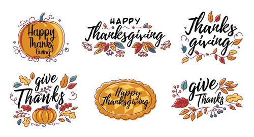 Hand drawn Happy Thanksgiving design in autumn wreath banner vector