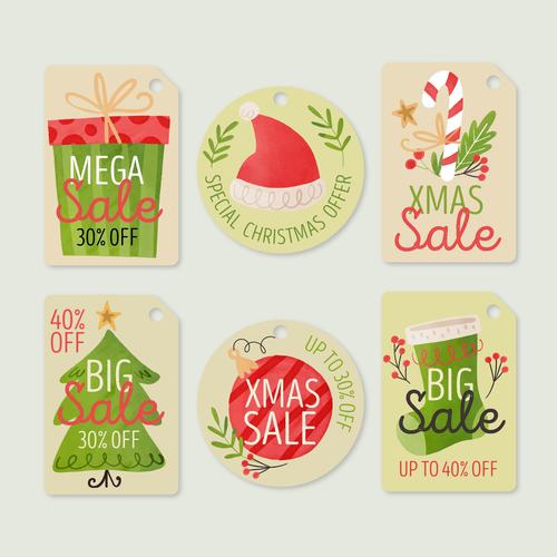 Hand drawn cute Christmas label vector