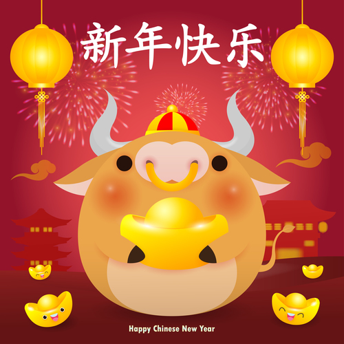 Happy Chinese New Year 2021 card vector