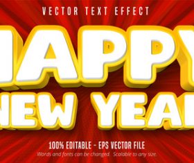 Happy New Year editable font effect vector